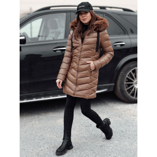 Svetleča ženska jakna v rjavi barvi TY4774