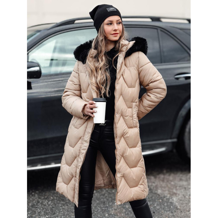 Bež dolga ženska jakna TY4777