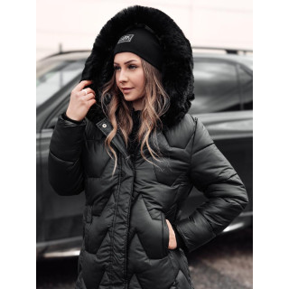 Ženska dolga zimska jakna v črni barvi TY4775