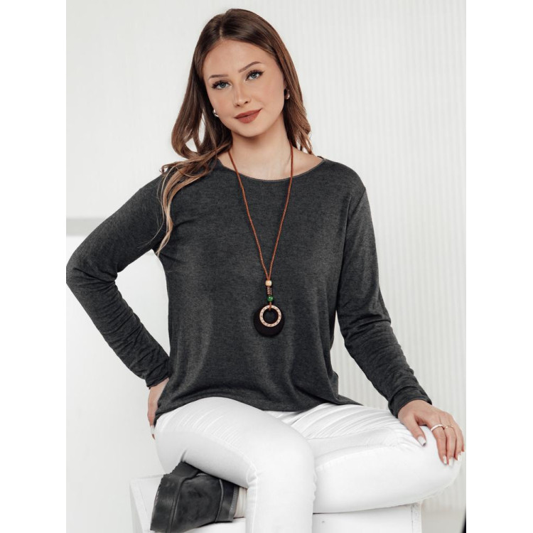 Temno siva ženska majica z obeskom RY2675