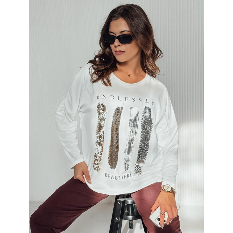 Oversize bela majica s potiskom RY2689