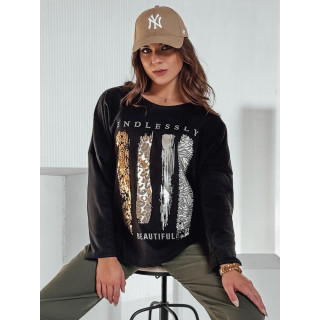 Ženska črna oversized majica s potiskom RY2690