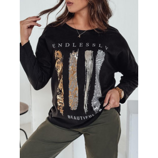 Ženska črna oversized majica s potiskom RY2690