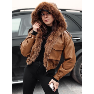 Ženska rjava usnjena jakna TY4761