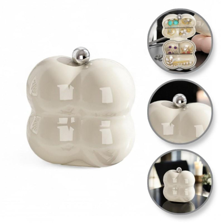 Majhna prenosna škatlica za nakit krem barve