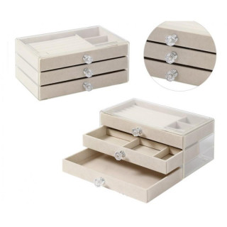 Prozorna žametna škatlica za nakit krem barve