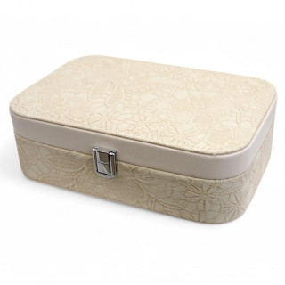 Elegantna čipkasta škatlica za nakit krem barve