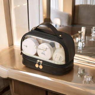 Dvonadstropna črna kozmetična torbica