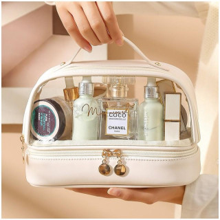 Dvonadstropna kozmetična torbica krem barve