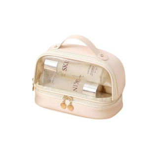 Dvonadstropna kozmetična torbica krem barve