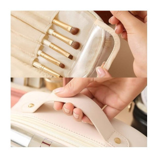 Dvonadstropna kozmetična torbica krem barve