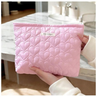 Roza prešita kozmetična torbica