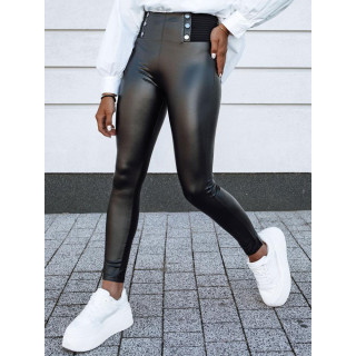 Črne povoščene hlače z visokim pasom UY2154