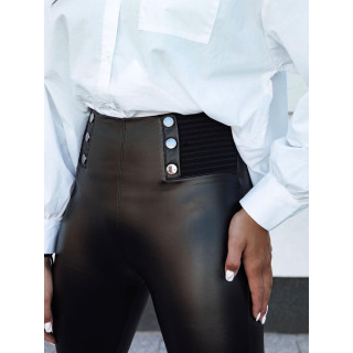 Črne povoščene hlače z visokim pasom UY2154