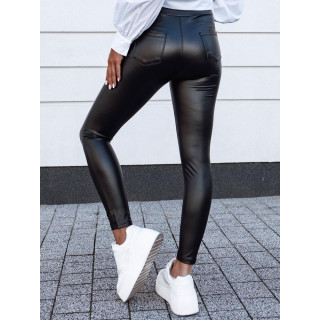 Črne povoščene hlače z visokim pasom UY2154