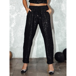 Ženske črne hlače z bleščicami UY2257