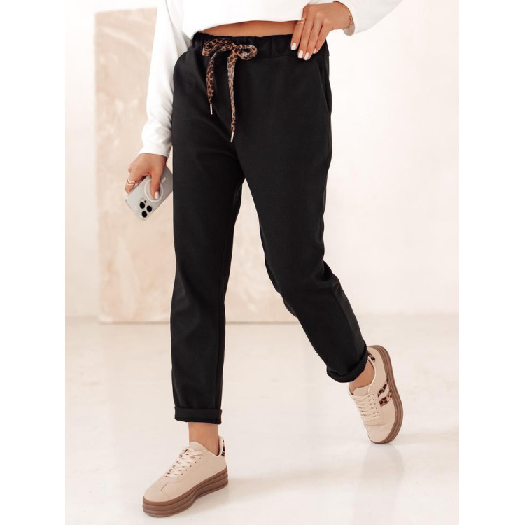 Črne ženske hlače za prosti čas UY2296