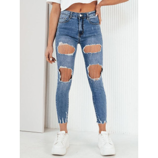 Ženske svetlo modre kavbojke z luknjami UY1961
