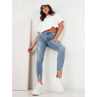 Ženske svetlo modre kavbojke s preslikavo UY1980