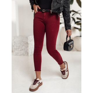 Ženske bordo oprijete kavbojke UY2222