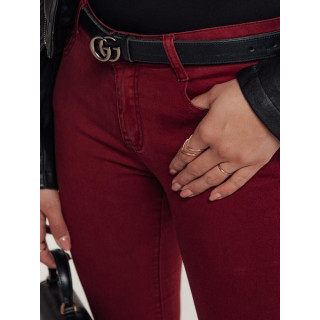 Ženske bordo oprijete kavbojke UY2222