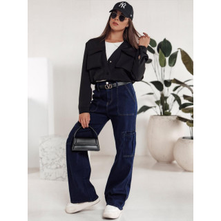 Ženske temno modre cargo jeans hlače UY2243