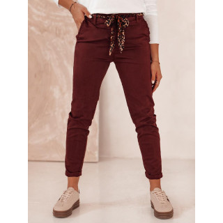 Ženske bordo kavbojke z zavezanim pasom UY2271