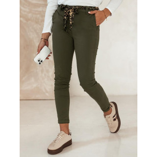 Olivne ženske kavbojke z zavezanim pasom UY2270