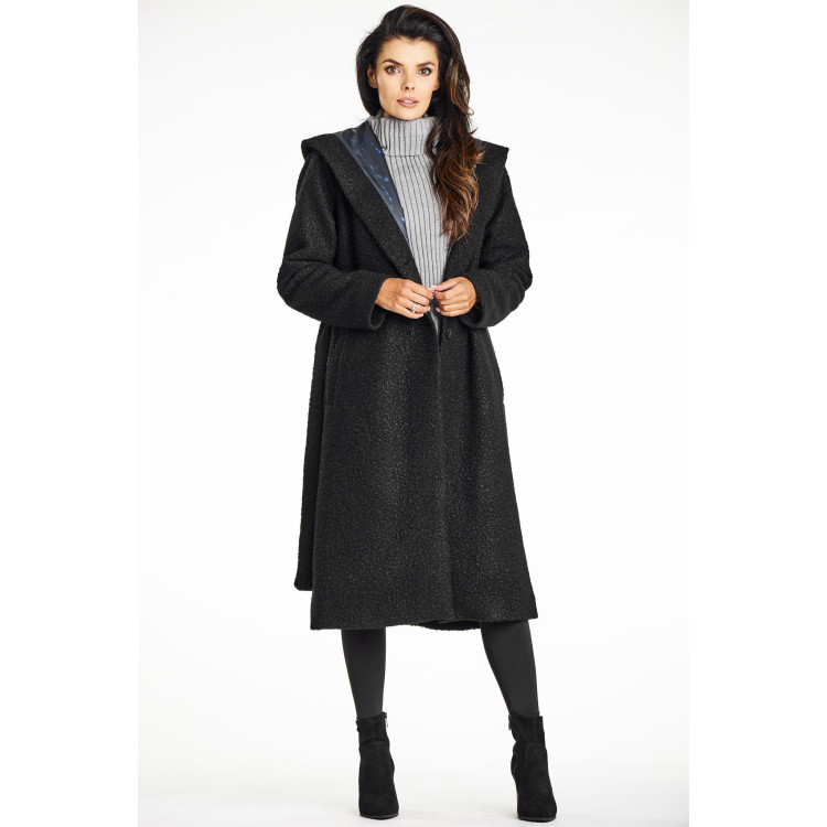 Kaki ženski plašč s pasom