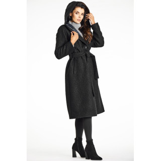 Kaki ženski plašč s pasom