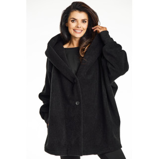 Ohlapen ženski plašč v sivi barvi