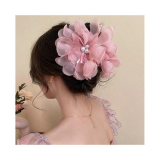 Roza sponka za lase zadaj