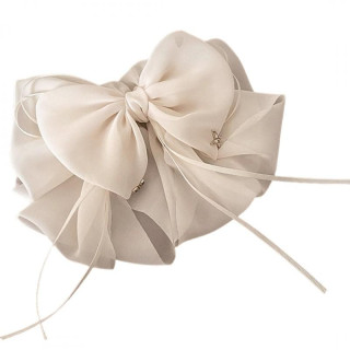 Bela pentljasta sponka za lase z kamenčki