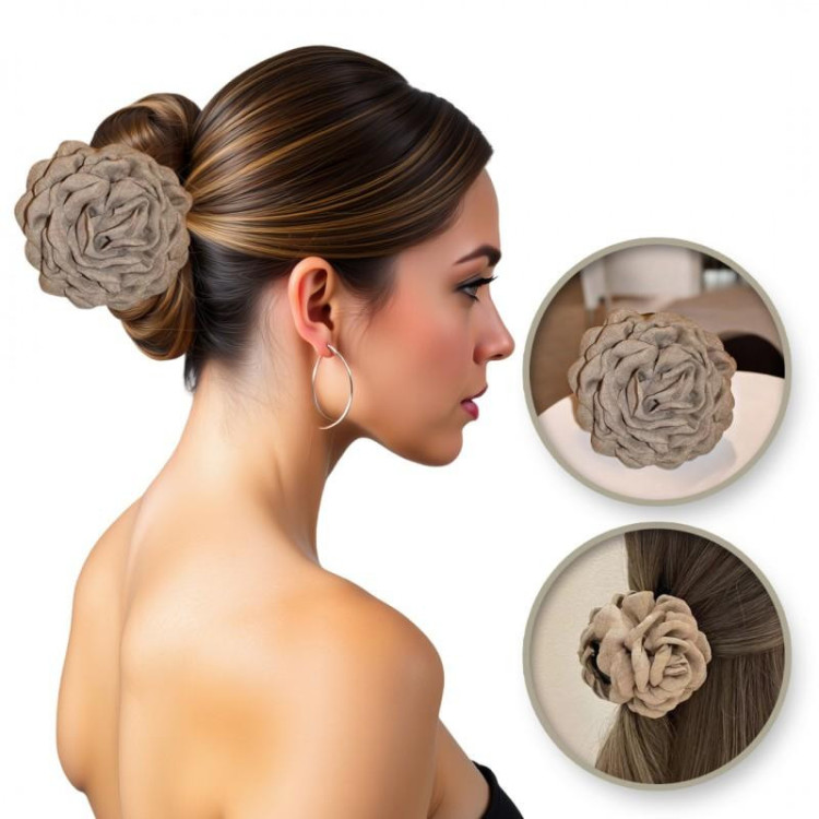 Rjava sponka za lase v obliki vrtnice