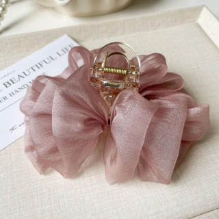 Rožnata sponka za lase s pentljo zadaj