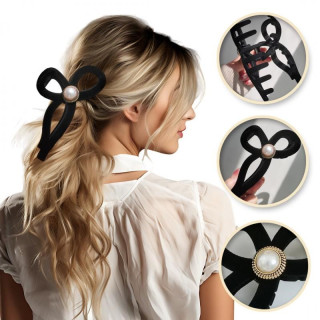 Žametno črna sponka za lase