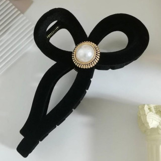 Žametno črna sponka za lase