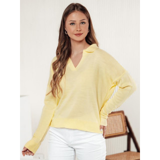 Rumen ženski oversized pulover z ovratnikom MY2415