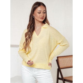 Rumen ženski oversized pulover z ovratnikom MY2415