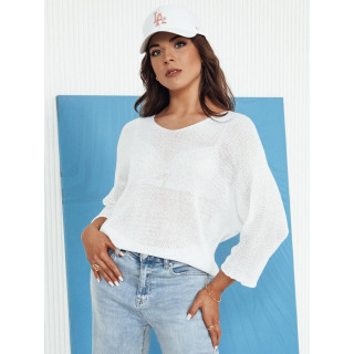 Ažur ženski pulover v beli barvi MY2333
