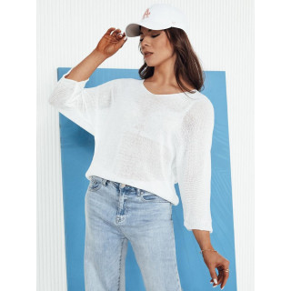 Ažur ženski pulover v beli barvi MY2333