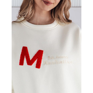 Ohlapen ženski pulover v beli barvi BY1353