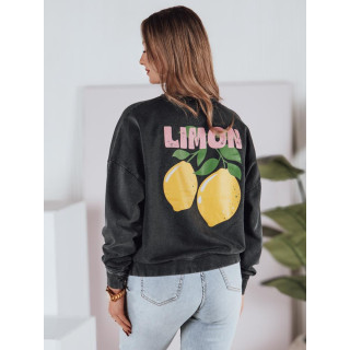 Ohlapen temno siv pulover s potiskom BY1348