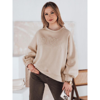 Ženski bež oversized pulover s 3D tiskom BY1349