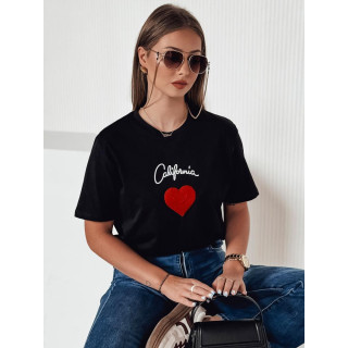 Ženska črna majica s srčkom RY2567