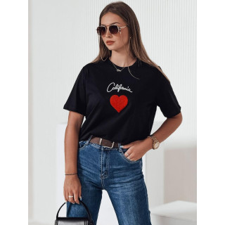 Ženska črna majica s srčkom RY2567
