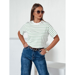 Ženska črtasta majica v zeleno-beli barvi RY2563
