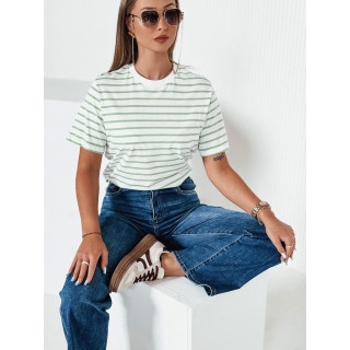 Ženska črtasta majica v zeleno-beli barvi RY2563