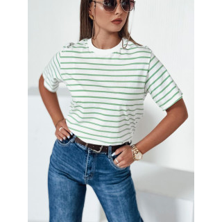 Ženska črtasta majica v zeleno-beli barvi RY2563