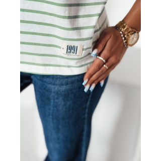 Ženska črtasta majica v zeleno-beli barvi RY2563